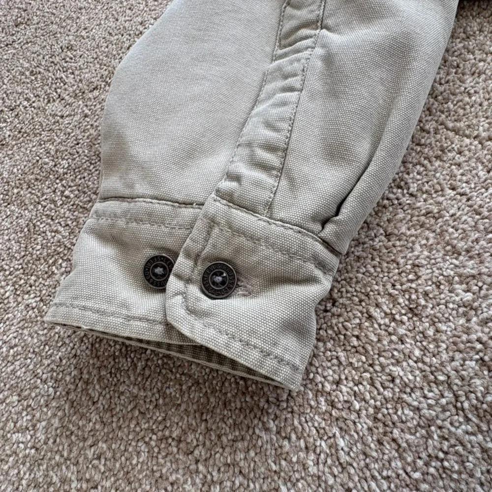 Levi's Men XL Canvas Fleece Lined Shirt Jacket Tan Beige Plaid Heavyweight Layer - Picture 6 of 13